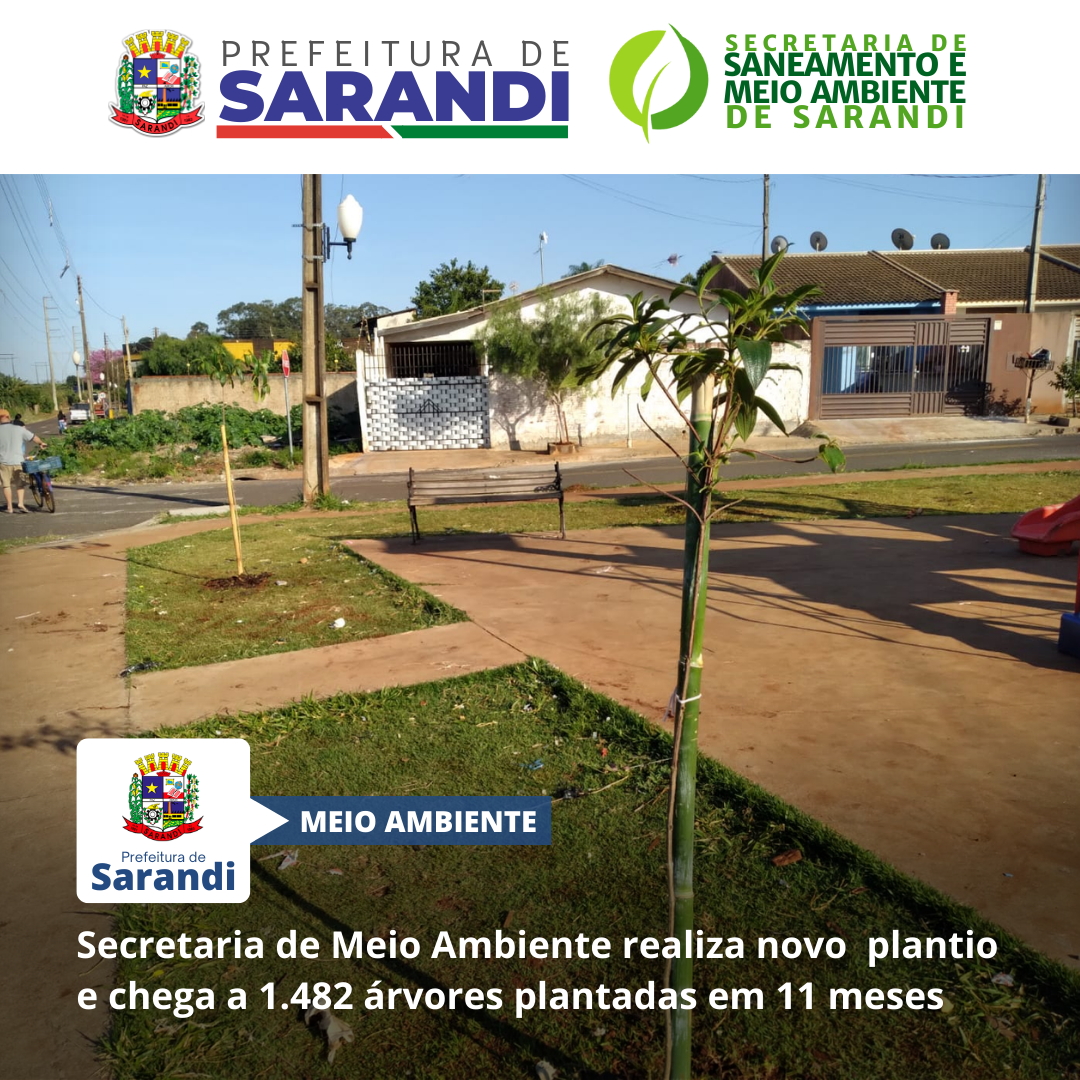 Secretaria de Meio Ambiente realiza novo  plantio e chega a 1.482 árvores plantadas em 11 meses